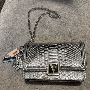 Victorias Secret Silver Designer Chain Bag with keychain